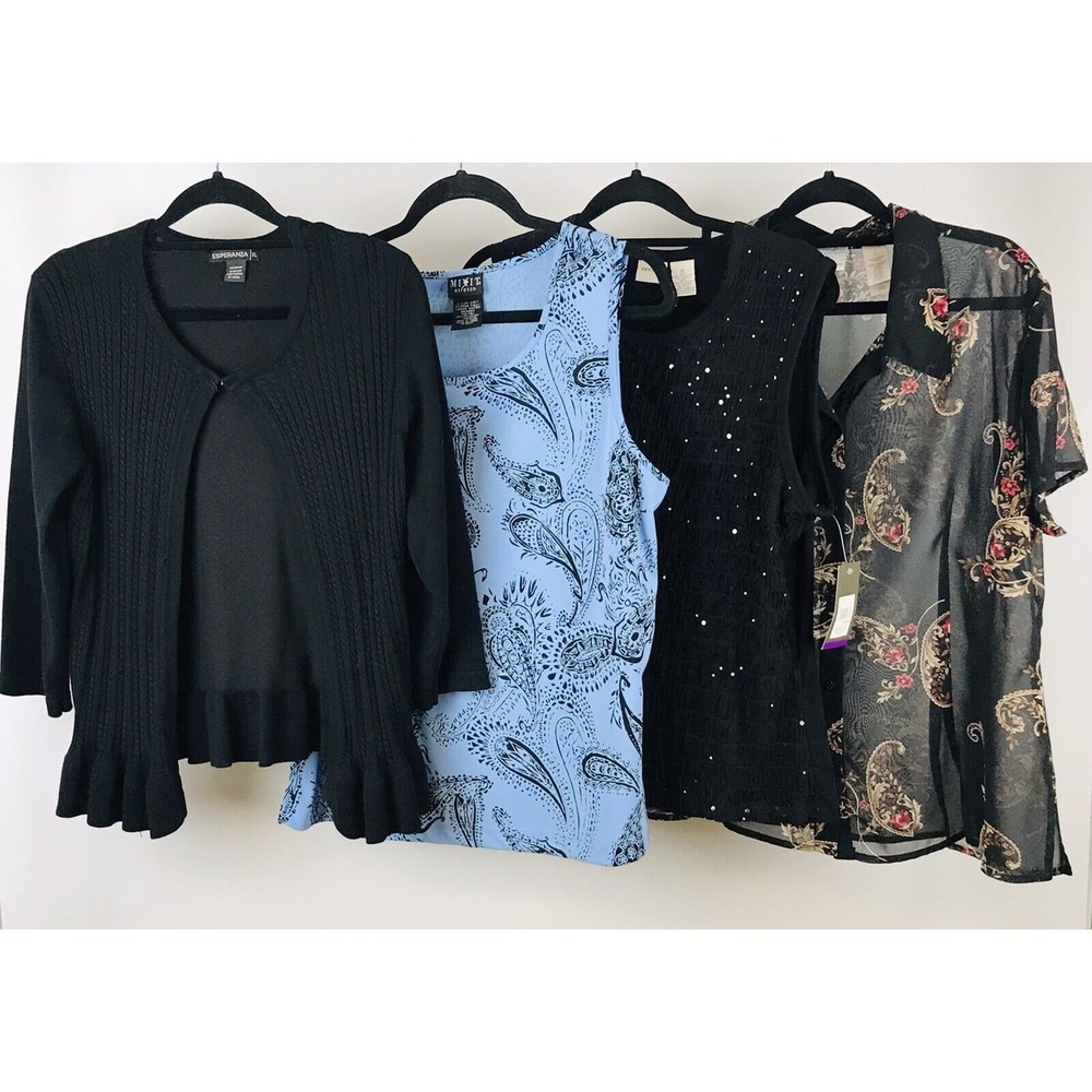 Lot Of 4 Extra Large Size 16 Blouses Sweater Paisley NEW